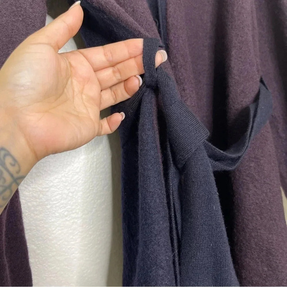 COS Boiled 100% Wool Color Block V Neck Button Front Cardigan Sweater Size XS - Picture 9 of 13